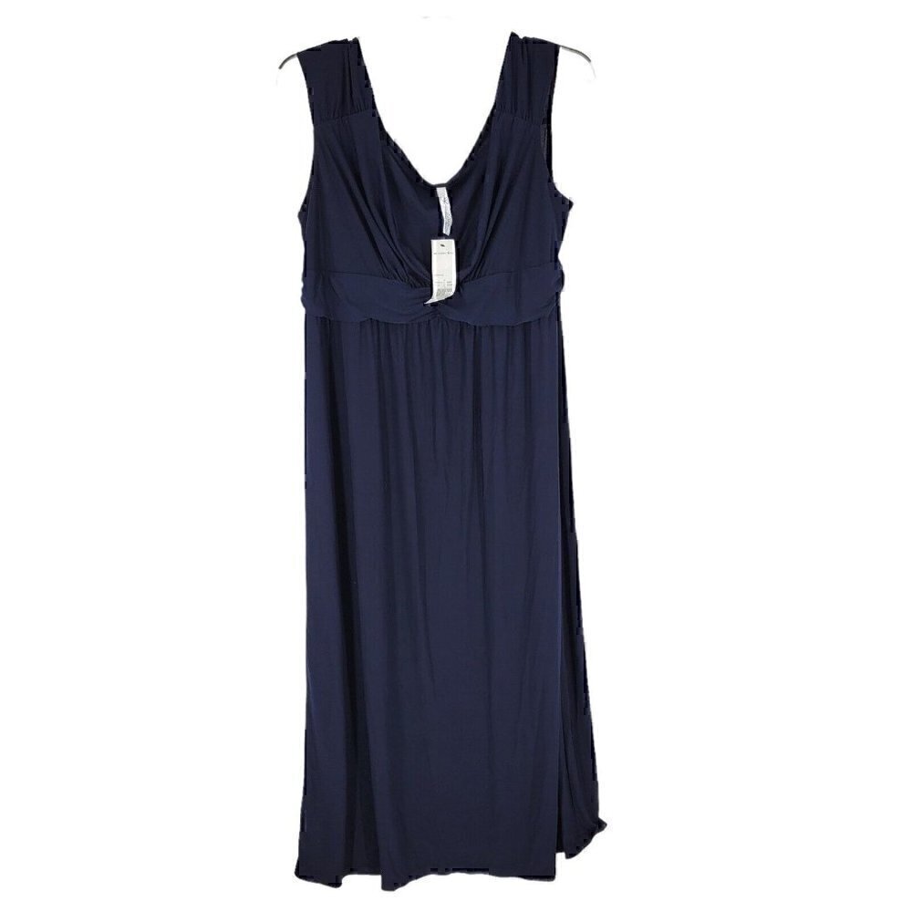 NY Collection Women's Navy Blue Sleeveless Maxi Dress Polyester Blend 2X
